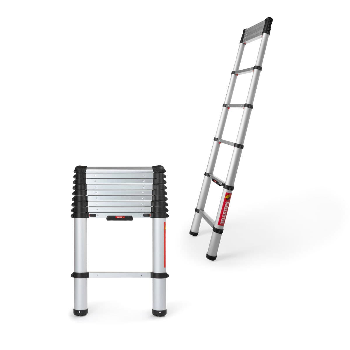 Телескопическая лестница Telesteps Eco Line в сложенном и разложенном виде